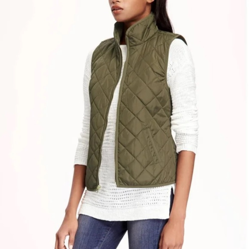 Old Navy Women’s Olive Green Lightweight Diamond Quilted Vest Top XS X Small‎